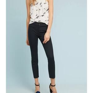 The Essential Slim Trousers by Anthropologie Washed Black Size 6 Stretch Twill